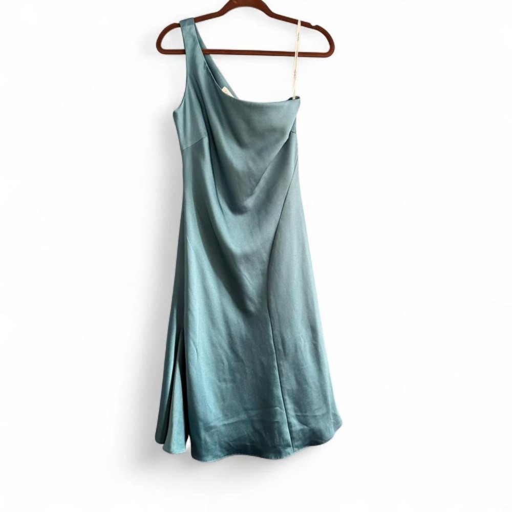 Calvin Klein Formal Dress Women's‎ Size Medium Blue Teal Asymmetric Midi Flare